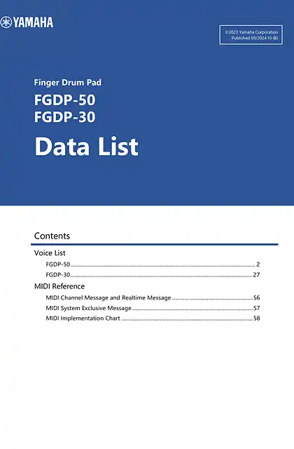 yamaha雅马哈FGDP-50 FGDP-30 Data List